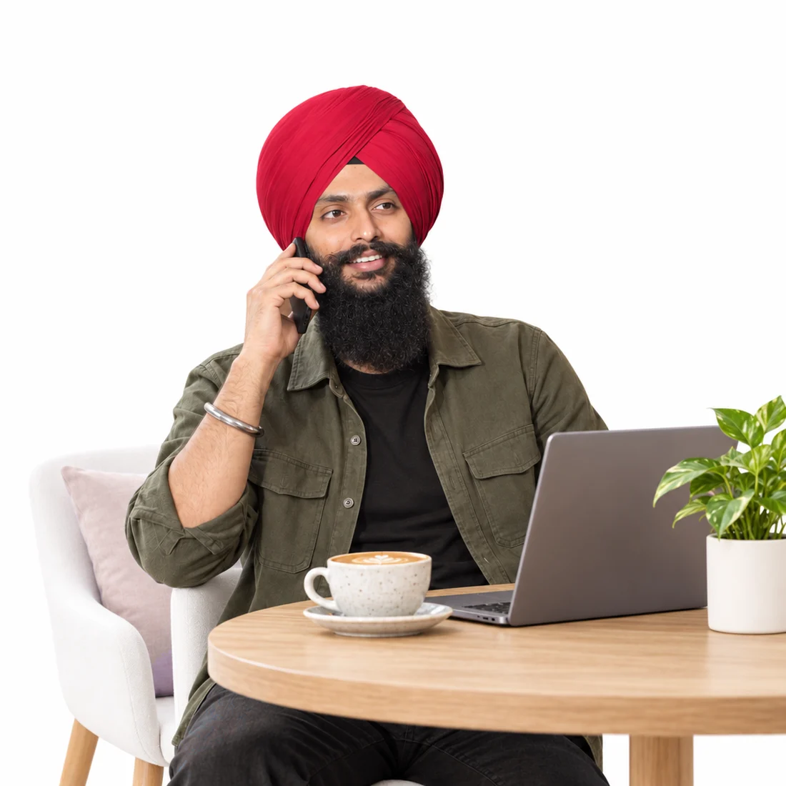 Jaspreet Singh working from a cafe