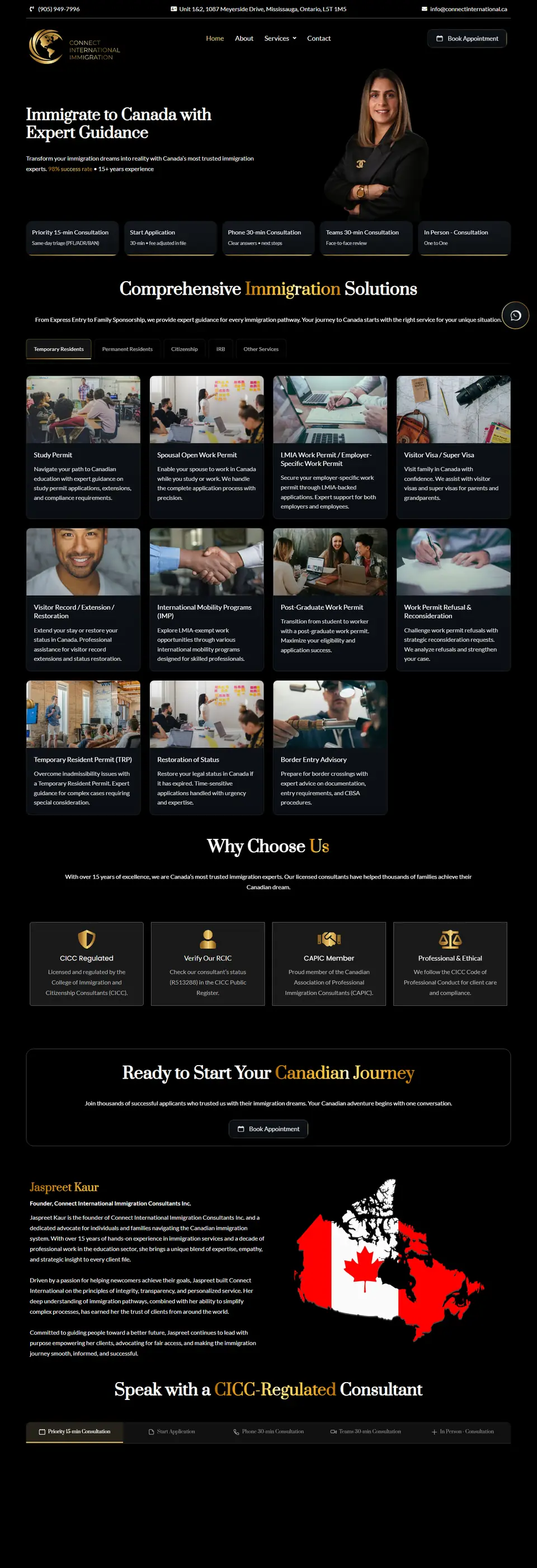 Connect International Immigration website