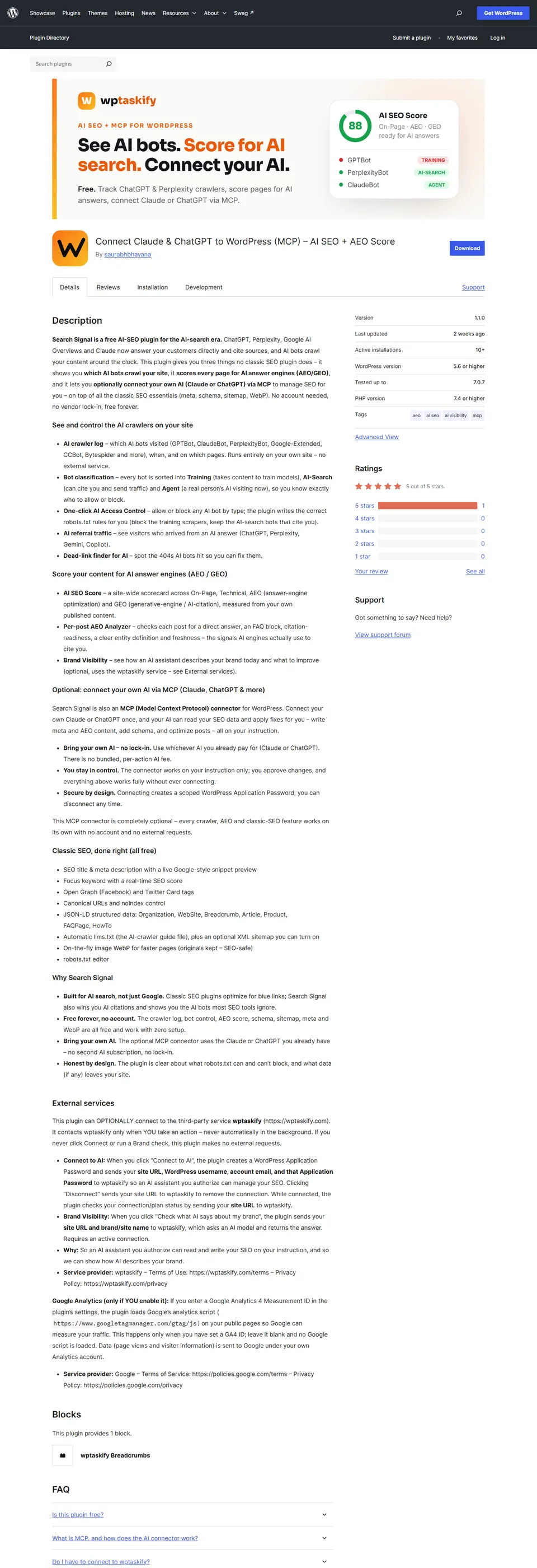 Search Signal for MCP plugin page